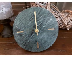 Light & Living - Tafelklok van steen met marmer look - MORENO - Ø15cm - Groen
