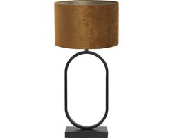 Light & Living Tafellamp Jamiri/Gemstone - Zwart/Goud - Ø30x67cm - Tafellamp met kap