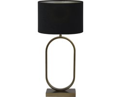 Light & Living Tafellamp Jamiri/Velours - Ant, Brons/Zwart - Ø30x67cm - Tafellamp met kap