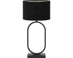 Light & Living Tafellamp Jamiri/Velours - Zwart/Zwart - Ø30x67cm - Tafellamp met kap