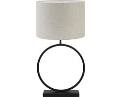 Light & Living Tafellamp Liva/Livigno - Zwart/Naturel - Ø40x78,5cm - Tafellamp met kap