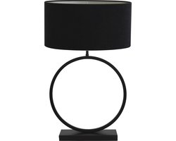 Light & Living Tafellamp Liva/Velours Ovaal - Zwart/Zwart - Ø21x70,5cm - Tafellamp met kap