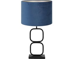 Light & Living Tafellamp Lutika/Velours - Zwart/Blauw - Ø30x67cm - Tafellamp met kap