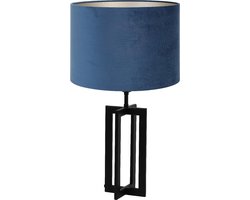 Light & Living Tafellamp Mace/Velours - Zwart/Blauw - Ø30x56cm - Tafellamp met kap