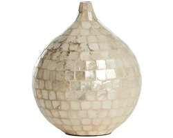 Light & Living Vaas Elorza - Crème - Ø22cm - Hout - Modern - Bloemenvaas - Woondecoratie - Decoratieve vaas voor woonkamer of slaapkamer