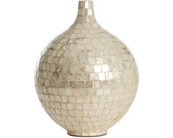 Light & Living Vaas Elorza - Crème - Ø28cm - Hout - Modern - Bloemenvaas - Woondecoratie - Decoratieve vaas voor woonkamer of slaapkamer