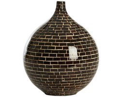 Light & Living Vaas Elorza - Donkerbruin - Ø22cm - Hout - - Bloemenvaas - Woondecoratie - Decoratieve vaas voor woonkamer of slaapkamer - Pasen - Paasdecoratie - Vaas voor Paastakken