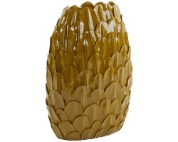 Light & Living Vaas Feder - Geel - 28.5x19x40cm - Kunststof - Modern - Bloemenvaas - Woondecoratie - Decoratieve vaas voor woonkamer of slaapkamer