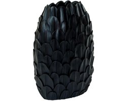 Light & Living Vaas Feder - Zwart - 28.5x19x40cm - Kunststof - Modern - Bloemenvaas - Woondecoratie - Decoratieve vaas voor woonkamer of slaapkamer