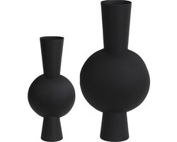 Light & Living Vaas Kavandu - Zwart - Set 53+39,5cm - Metaal - - Bloemenvaas - Woondecoratie - Decoratieve vaas voor woonkamer of slaapkamer - Moederdag - Moederdag cadeautje - Moederdag cadeau voor mama