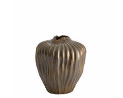 Light & Living Vaas Vechhia - Antiek Brons - Ø30x35cm - Keramiek - Modern - Bloemenvaas - Woondecoratie - Decoratieve vaas voor woonkamer of slaapkamer - Moederdag - Moederdag cadeautje - Moederdag cadeau voor mama