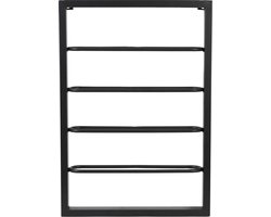 Light & Living Wijnrek Amore - Zwart - 4 Flessen - Metaal - Voor aan de Muur – 4 Flessen – Modern