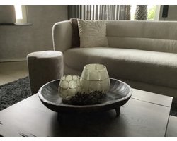 Light&Living Decoratieset - Mango Houten Dienblad met 2 Windlichten en Dadeltak - Luxe Tafeldecoratie voor Woonkamer - Hotel Chic
