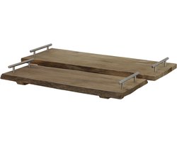 Light&living Dienblad S/2 48x21x3,5+58x24x3,5 cm RAUZAN bruin
