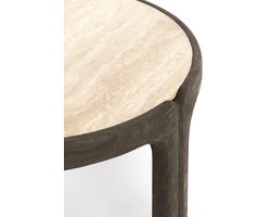 Light&living Salontafel Ø75x40 cm ALI hout grijs-d bruin+travertin zand