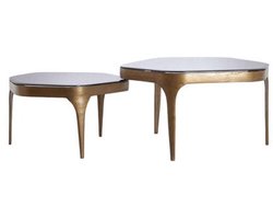 Light&living Salontafel S/2 max 77x70x42 cm AVI glas smoke+antiek brons