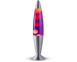 Lighto Lavalamp - Paarse Vloeistof met Gele Lava - voor Kinderen - Zilver