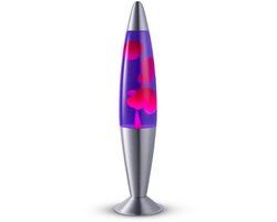 Lighto Lavalamp - Paarse Vloeistof met Roze Lava - voor Kinderen - zilver