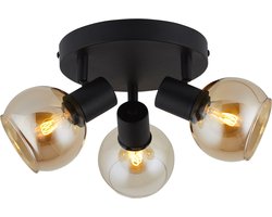 Lighto Plafondlamp - Goud Glas - Plafondspots 3-lichts - Spotjes - Plafonniere - Eetkamer - Slaapkamer - Woonkamer - Juna - Zwart