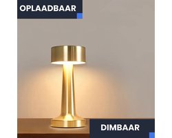 LightSense - Tafellamp Goud - 3 Kleurenstanden - Touch lamp - Nachtlamp - Draadloos