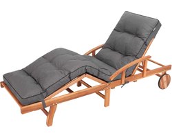 Ligkussen voor Tuinligstoel - 200 x 55 x 8 cm - Gewatteerd - Antraciet