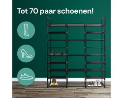 Ligs Schoenenrek - 127x30.5x158.5CM - Open Schoenenkast - Multifunctioneel Opbergrek - Metalen Organizer voor 50 tot 55 Schoenen & Laarzen - Opberg Rek - Schoenen Kast - Zwart