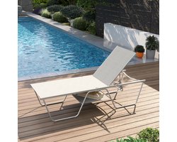 LIGSTOEL 198,5 x 69 x 45 cm – Verstelbaar Zonnebed met Opbergruimte, Weerbestendig, UV-Bestendig, Tuinligbed voor Tuin, Terras, Balkon en Zwembad – Mobili Bella