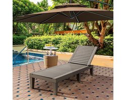 Ligstoel 200kg tuinligstoel met verstelbare rugleuning, tuinligstoel weerbestendig eenvoudige montage waterdicht, 189x58x28 cm outdoor loungestoelen voor terras/strand/terras/zwembad, taupe