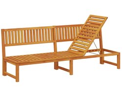 Ligstoel | Chaise longue | Zonligstoel 1-persoon Bruin 200 x 57 x 75cm Massief acaciahout