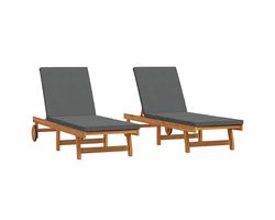 Ligstoel | Chaise longue | Zonligstoel 2 st Bruin 63 x 199 x 85cm Massief acaciahout