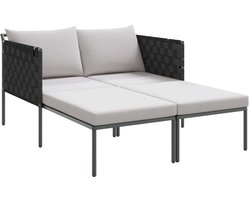 Ligstoel | Chaise longue | Zonligstoel met kussen Antraciet 115 x 153 x 69.5cm Staal