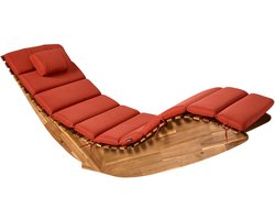 Ligstoel met kussen BRESCIA PREMIUM Acaciahout Rood