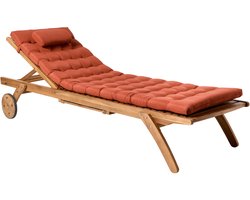 Ligstoel met kussen CESANA PREMIUM Acaciahout Rood