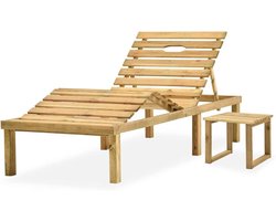 Ligstoel met tafel - Tuinstoel Chaise Longue - Ontspannen in de tuin - Verstelbare rugleuning en voeteneinde
