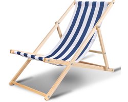Ligstoel Stoel Houten strandstoel Relax Opvouwbaar Balkonligstoel Strandligstoel Blauw