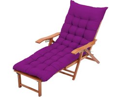 Ligstoelkussen in effen kleur, extra dik chaise loungekussen, comfortabel en ademend stof, loungestoelkussens voor buiten, schommel, terras, tuin (paars1,180 x 55)