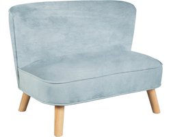 Lil Sofa kindersofa in sky fluweel voor jongens meisjes houten poten - comfortabele kinderbank - kinderzitmeubelserie kinderzetel