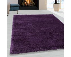 Lila Paars Tapijt Hoogpolig Vloerkleed - 140x200cm- Modern - Woonkamer - Salon - Slaapkamer - Eetkamer