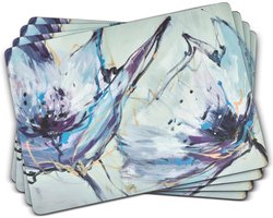 Lila Placemats Set van 4 | Hittebestendige en Vlekbestendige Tafelmatten | Kurk Onderzijde | Eettafel Accessoire | 15,6 x 11,7 cm