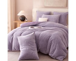Lila Pluche Dekbedovertrekset Teddy Fleece Warm Winter Beddengoed met Kasjmier Touch