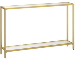 Lilac & Lily Gouden Consoletafel - Smalle bijzettafel met glazen planken - Halmeubel met stalen frame - Sidetable - 100x80x22 cm