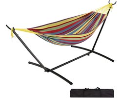 Lilac & Lily Hangmat met standaard - 2-persoons Hangmat - Stalen frame - Comfortabel en extra breed - Max 230 kg - Multicolor