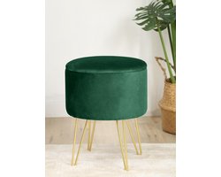 Lili Pouffe voetenbank, legplank voor kleine voorwerpen, modern, velours gevoerd, opvallende kleur, metalen poten, voor de woonkamer, voor de slaapkamer