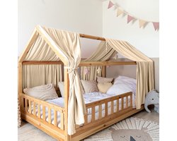 LILIMAUS Huisbed hemeltje - bedhemel voor huisbed - 67,5 x 270 cm - mousseline katoen - crème