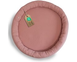 LILIMAUS Vloerkussen rond kinderkamer - groot zitkussen voor kinderen - ca. 90 cm - mousseline katoen - oudroze