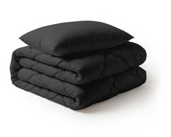 LILLA24 Dekbed zonder overtrek - Incl 2 kussenslopen - 140 x 200 cm - Wasbaar dekbed - All year hoesloos dekbed - Zwart