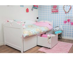 Lilli Furniture - Bedbank met 3 mega lades - inclusief lattenbodem - 90x200cm - Wit