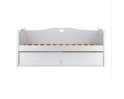 Lilli Furniture - Bedbank met uitschuifbaar logeerbed en 2 lades - inclusief 2 lattenbodems - 90x200cm - wit
