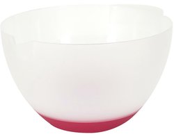 Lily Cook Beslagkom/mengkom - 3 liter - kunststof - transparant/rood - schenktuit - handvat - keuken - met antislip bodem