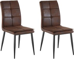 Lima|Stoel in bruin microvezel / metaal, 2-pak
